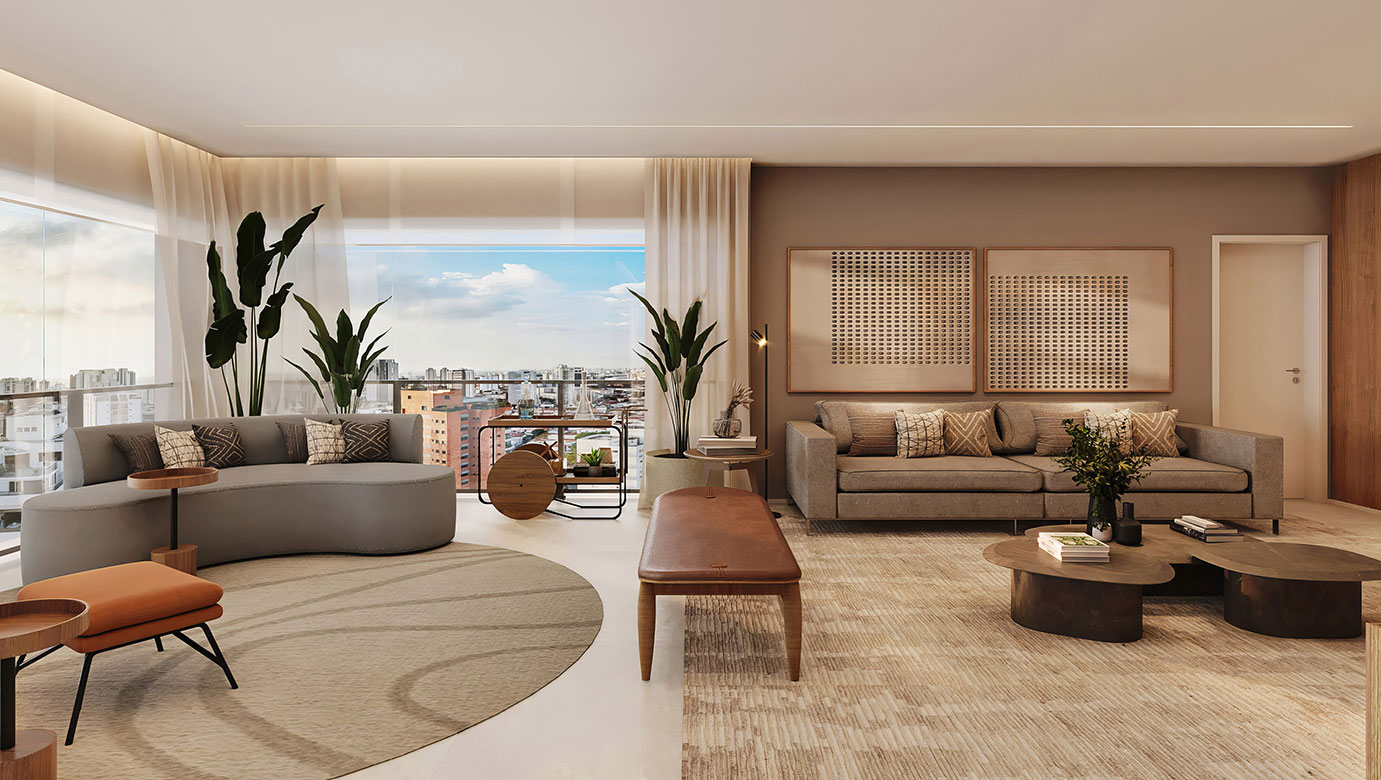 Perspectiva do apartamento de 175m² | Vittrino Francisca Júlia