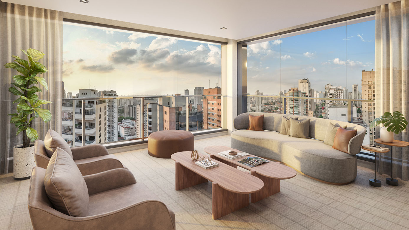 Perspectiva do apartamento de 175m² | Vittrino Francisca Júlia